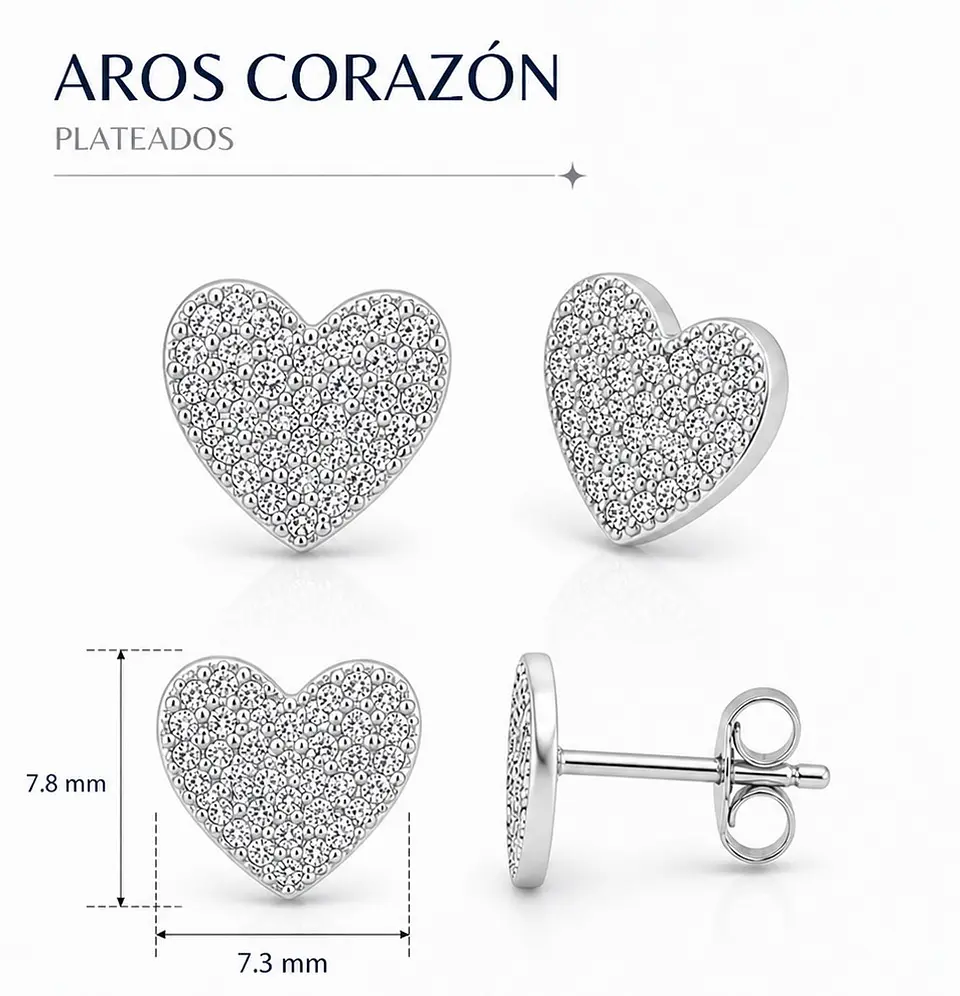 Aros corazón brillo premium 2