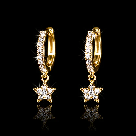 Aros estrella argolla bañados en oro