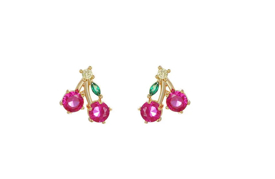 Aros cerezas brillo premium acero quirúrgico 1