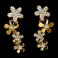 Aros flores largos  dorados modelo Leah - Miniatura 1