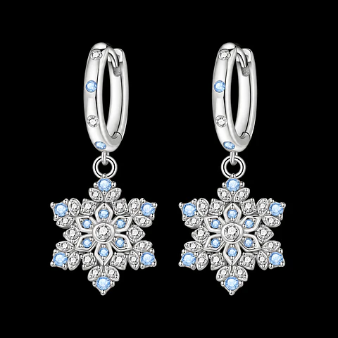 Aros de plata snowlake blanco con celeste
