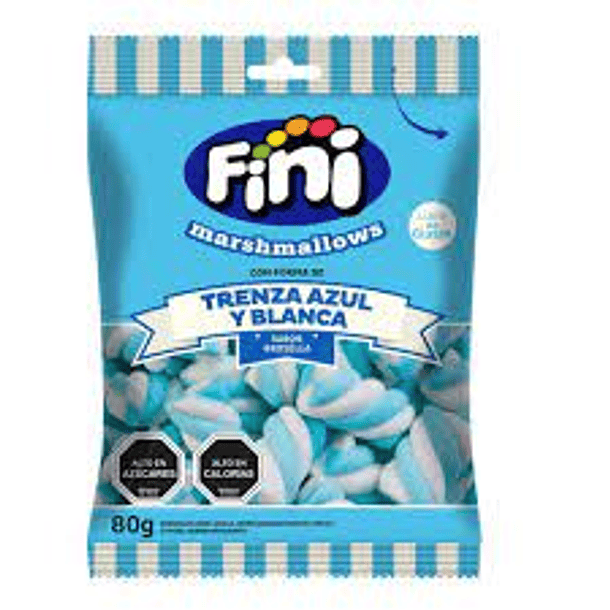 MARSHMALLOWS TRENZA AZUL Y BLANCA FINI 80grs. (12)