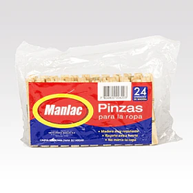 PINZAS DE MADERA MANLAC x 24u.      (24)