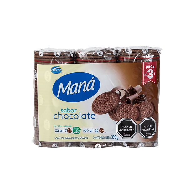 GALLETA MANA CHOCOLATE TRIPACK 408grs. (12)       