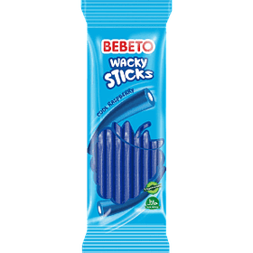 BEBETO WACKY STICKS FIZZI FRAMBUESA 180grs.  (24) 