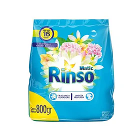 DETERG. RINSO MATIC BOLSA HORT.F.BLANCAS 800grs(18