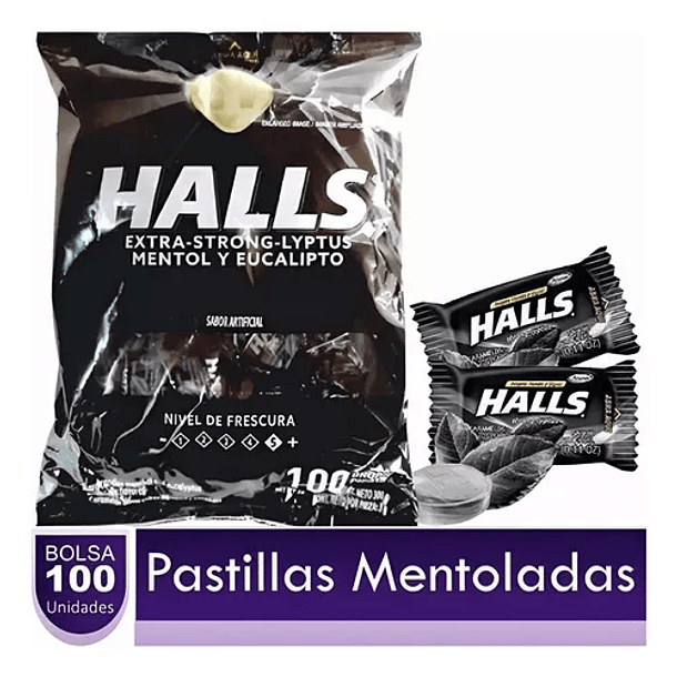 CARAMELO HALLS STRONG BOLSA x 100un. (30)