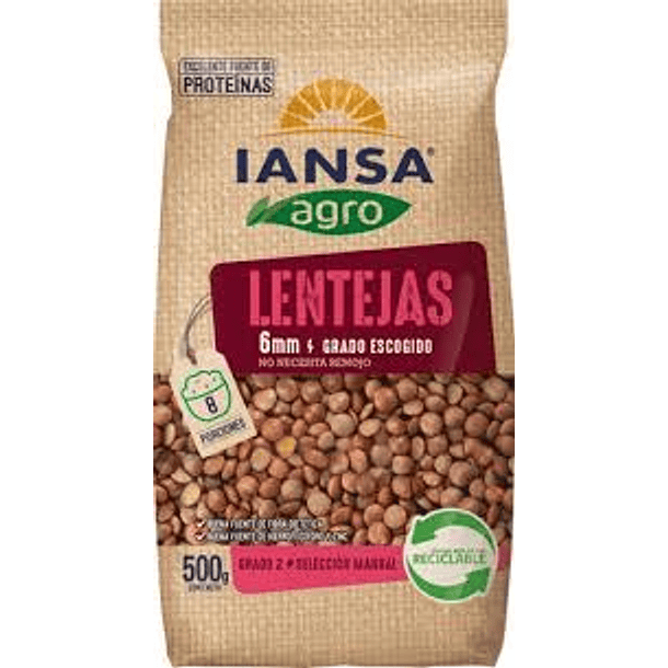 LENTEJA 6mm IANSA AGRO 500grs.  (DP.x 6un)
