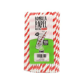 BOMBILLA PAPEL RECTA BICOLOR GOOD FOOD x 100u.(100