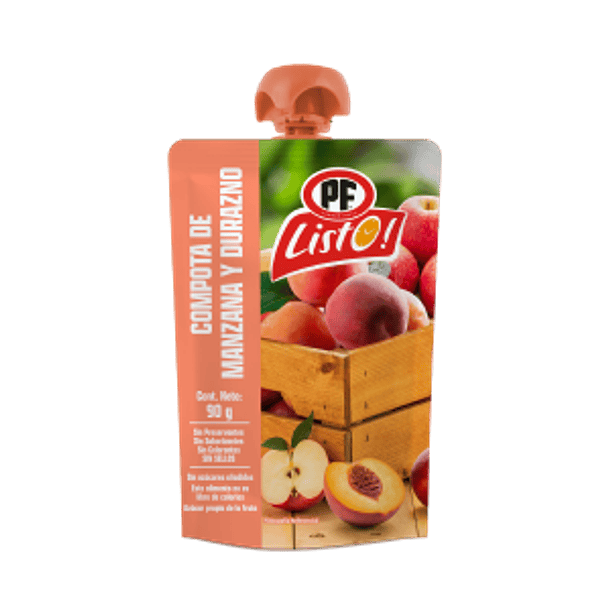 COMPOTA PF LISTO MANZANA Y DURAZNO 90grs.(18)