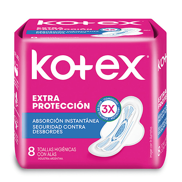 TOALLA HIG. KOTEX EXTRA PROTECT. C/ALAS x 8u. (48)