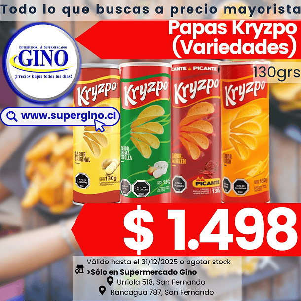 PAPAS KRYZPO CREMA CEBOLLA 130grs. (14) (P.60) 1