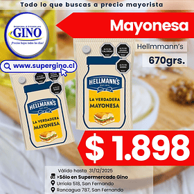 MAYONESA HELLMANNS DOYPACK 670grs. (12)