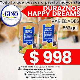 DURAZNO HAPPY DREAMS MITADES 567grs.  (24)        