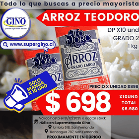 ARROZ TEODORO G. 2  1 KILO (CJ.x 10un)            