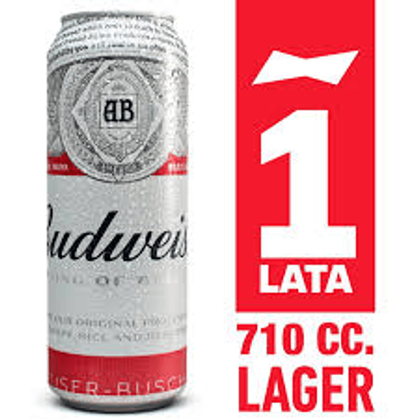 CERVEZA BUDWEISER LATA 710cc. 5°G.L. (DP.x 12)    
