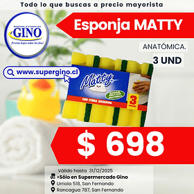 ESPONJA ANATOMICA MATTY x 3un. (240)              