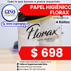 PAPEL HIG. FLORAX DOBLE HOJA (CJ.x 48) (DP.x 4) 1