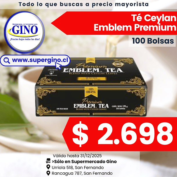 TE EMBLEM CEYLAN PREMIUM 100 bolsitas    (10)      1
