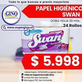 PAPEL HIG. SWAN D.H 20mts.x 24un. (3) (P 32)