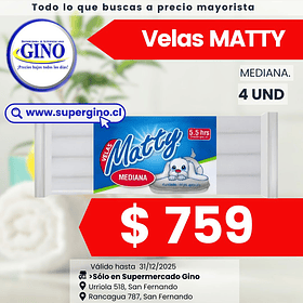 VELAS MATTY MEDIANA x 4un.     (66)  (P.60)