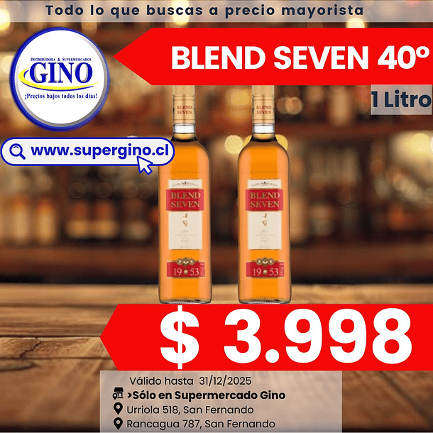 M. DE WHISKY BLEND SEVEN 40° G.L. 1 LITRO (12)     1