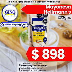 MAYONESA HELLMANNS DOYPACK 233cc.  (24)