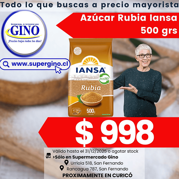 AZUCAR RUBIA IANSA 500grs. (18) (P 45)             1