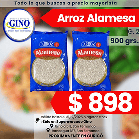 ARROZ ALAMESA G.2 900grs. (CJ.x10u)               