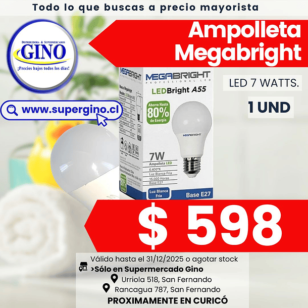 AMPOLLETA LED MEGABRIGHT 7W    (72) 1