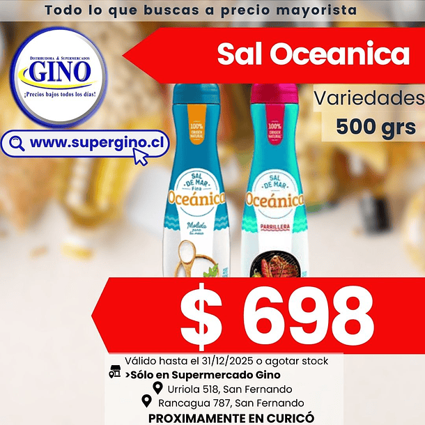 SAL DE MAR OCEANICA SALERO FINA MOLIDA 500grs.(12) 1
