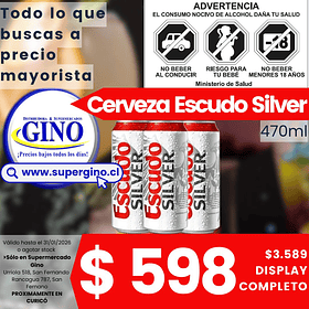 CERVEZA ESCUDO SILVER LATA 470cc.x6u.5ºG.L(4)(P 90