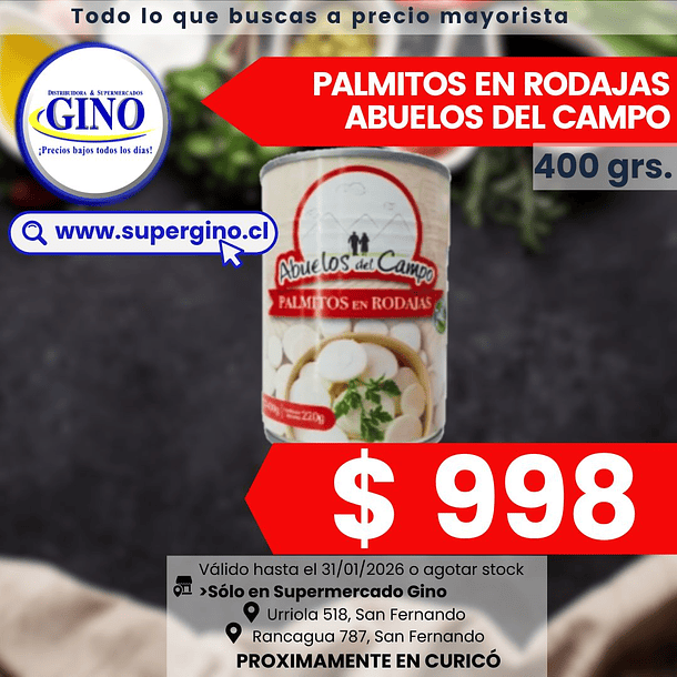 PALMITOS RODAJAS ABUELOS DEL CAMPO 400grs. (24)    1