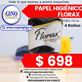 PAPEL HIG. FLORAX DOBLE HOJA (CJ.x 48) (DP.x 4)