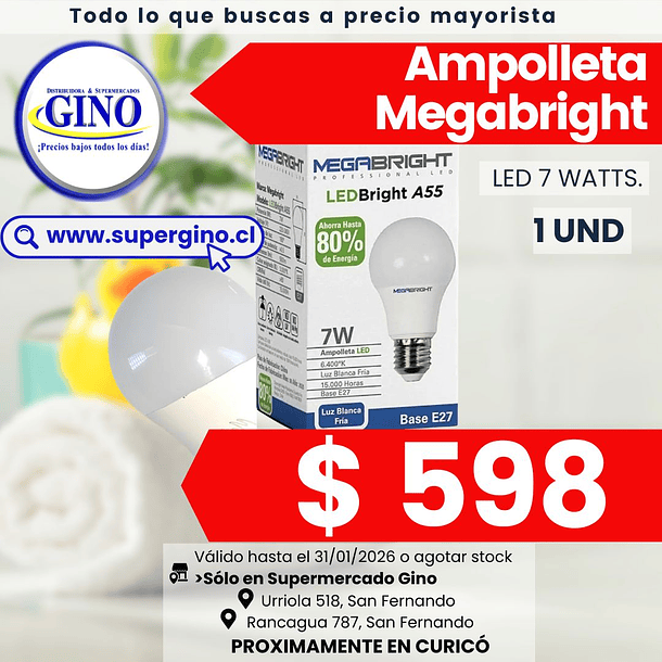 AMPOLLETA LED MEGABRIGHT 7W    (72) 1