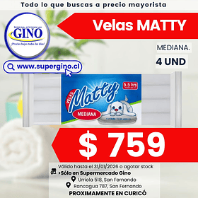 VELAS MATTY MEDIANA x 4un.     (66)  (P.60)
