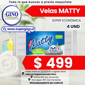 VELAS MATTY ECONOMICA x 4un. (CJx110)   (P.50)