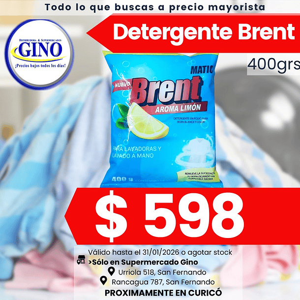 DETERG. BRENT MATIC 400grs.    (50)                1