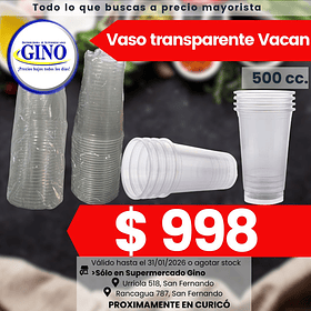 VASO TRANSPARENTE VACAN 500cc.x 25un.(90) (P 12)  