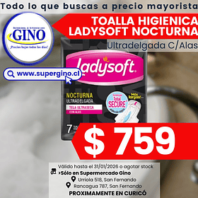 TOALLA HIG LADYSOFT NOCT U.D. C/ALASx7 (24) (P 90)