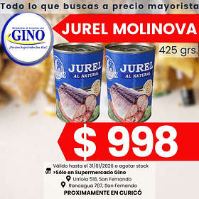 JUREL MOLINOVA NATURAL 425grs. (24) (P 75)        