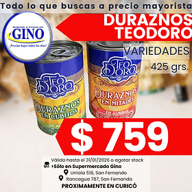 DURAZNOS TEODORO MITADES 425grs.   (24)           