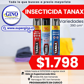 INSECTICIDA TANAX MOSCAS Y ZANCUDO S/OLOR 390cc(12