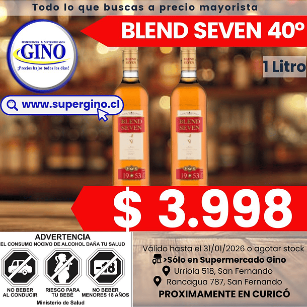 M. DE WHISKY BLEND SEVEN 40° G.L. 1 LITRO (12)     1