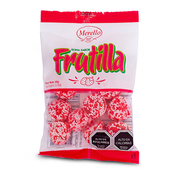 GOMITAS MERELLO FRUTILLA CROCANTE 90grs.  (40)    