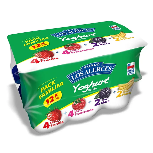 PACK YOGHURT LOS ALERCES 4 SABORES 120grs.x 12un.