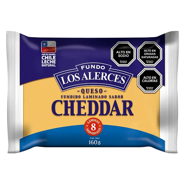 QUESO CHEDDAR LOS ALERCES LAMINADO 160grs.