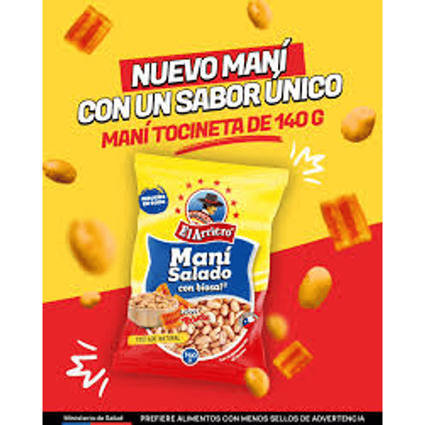 MANI SALADO SABOR TOCINETA EL ARRIERO 140grs. (10 