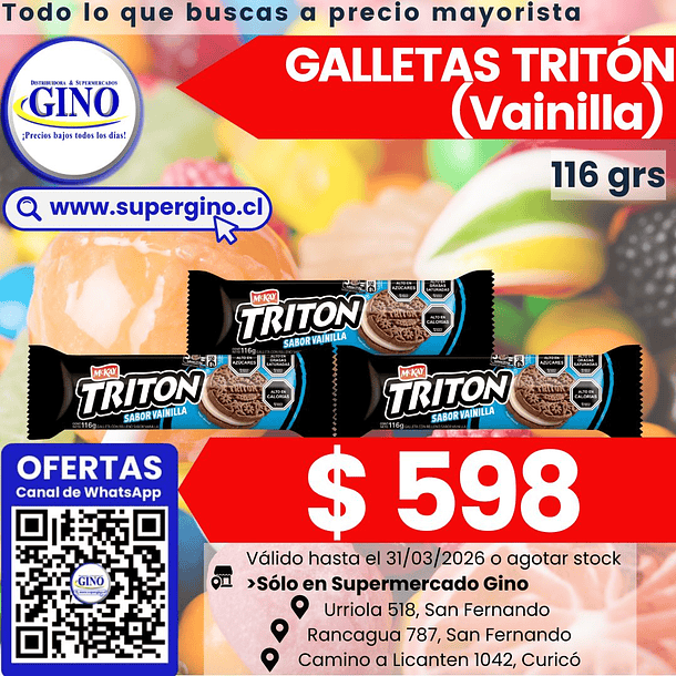 GALLETA TRITON VAINILLA 116grs.    (30)            1