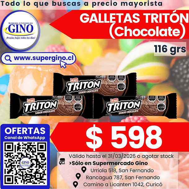 GALLETA TRITON CHOCOLATE 116grs.   (30)            1